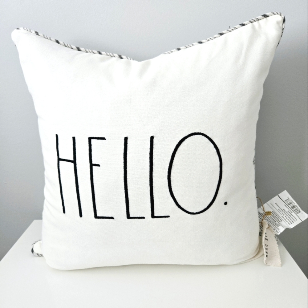NEW Rae Dunn HELLO pillow